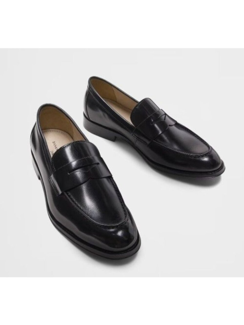 Banana Republic Black Leather Penny Loafers Blackone Men's Size 9.5 NEW $180